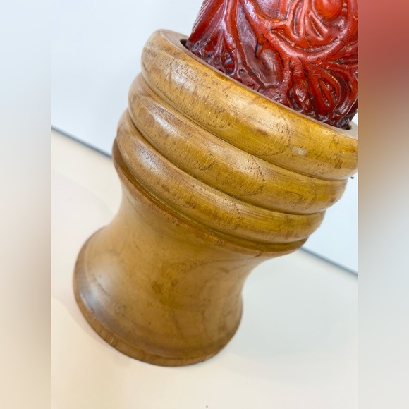 Vintage BRASS Candle Snuffer Wooden Candle Holder Hand Carved Thailand Quebec - Picture 6 of 11